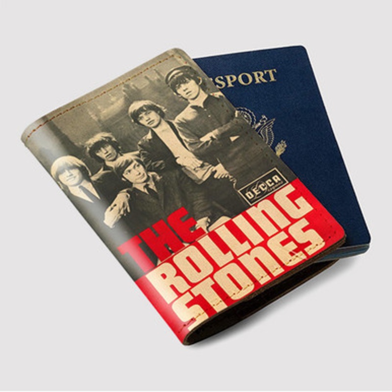 Pastele The Rolling Stones Vintage Custom Passport Wallet Case With Credit Card Holder Awesome Personalized PU Leather Travel Trip Vacation Baggage Cover