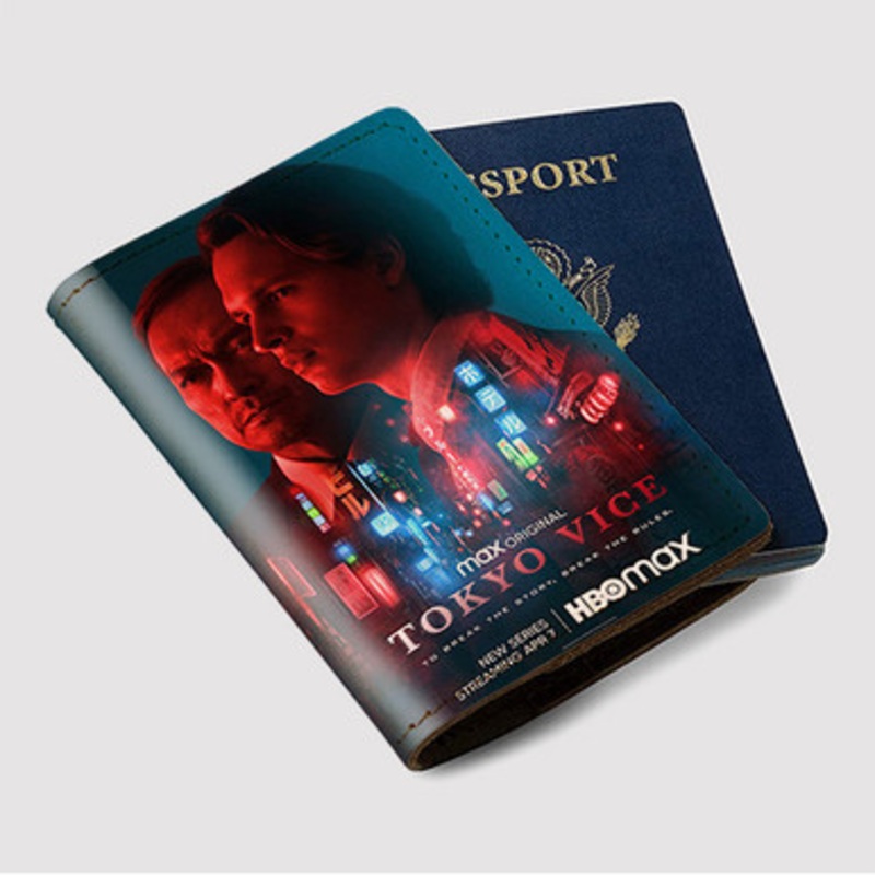 Pastele Tokyo Vice Custom Passport Wallet Case With Credit Card Holder Awesome Personalized PU Leather Travel Trip Vacation Baggage Cover