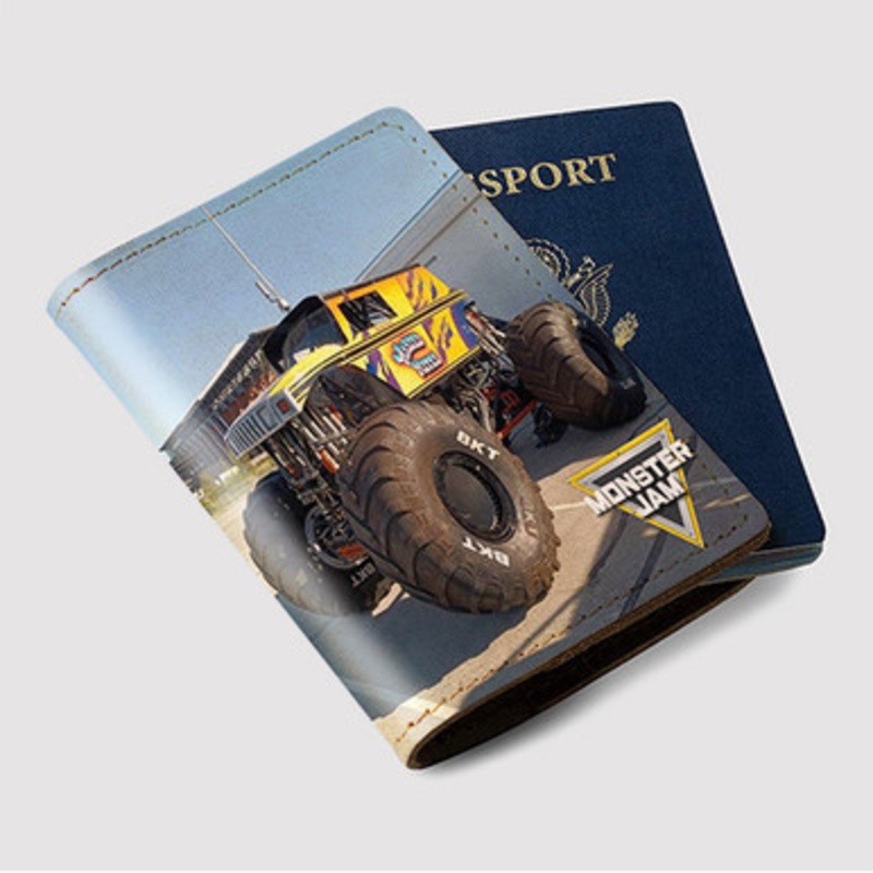 Pastele Wasted Nites Monster Truck Custom Passport Wallet Case With Credit Card Holder Awesome Personalized PU Leather Travel Trip Vacation Baggage Cover