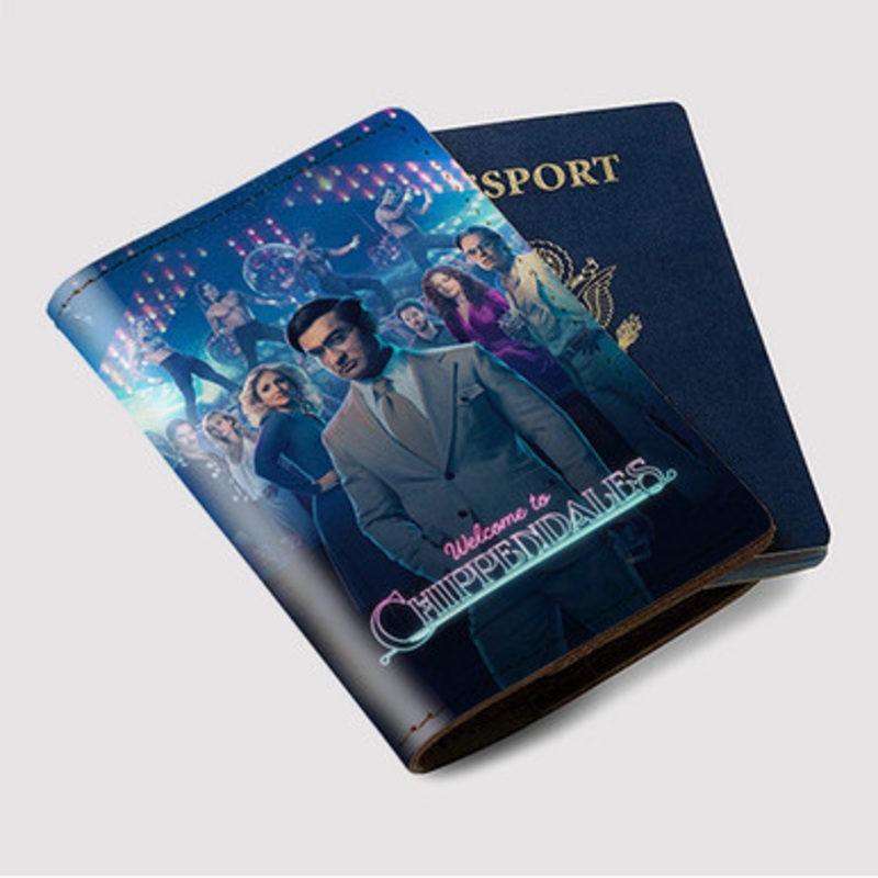 Pastele Welcome to Chippendales Custom Passport Wallet Case With Credit Card Holder Awesome Personalized PU Leather Travel Trip Vacation Baggage Cover