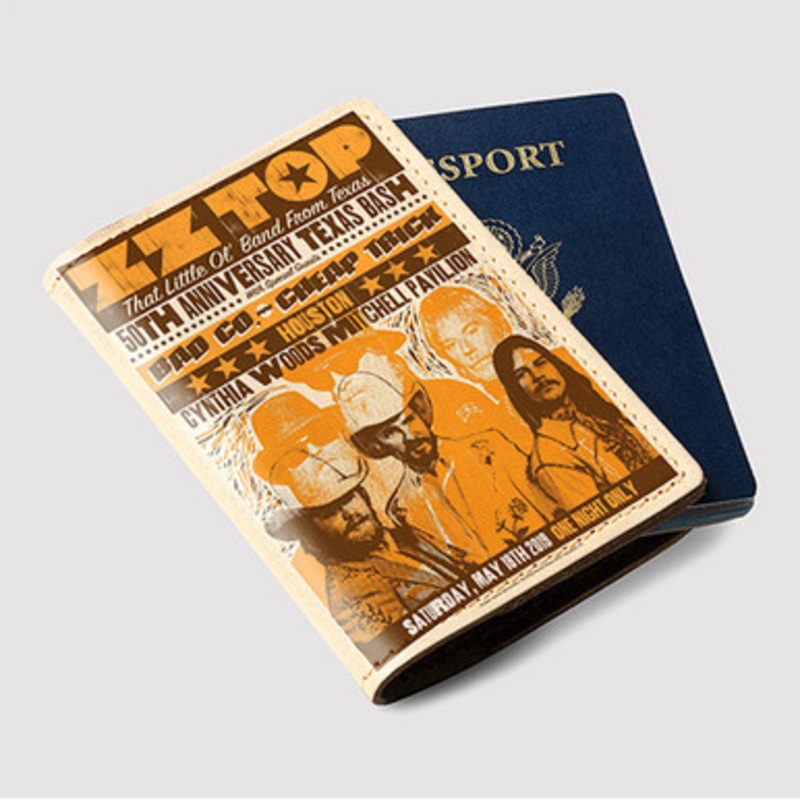 Pastele Zz Top Houston Custom Passport Wallet Case With Credit Card Holder Awesome Personalized PU Leather Travel Trip Vacation Baggage Cover