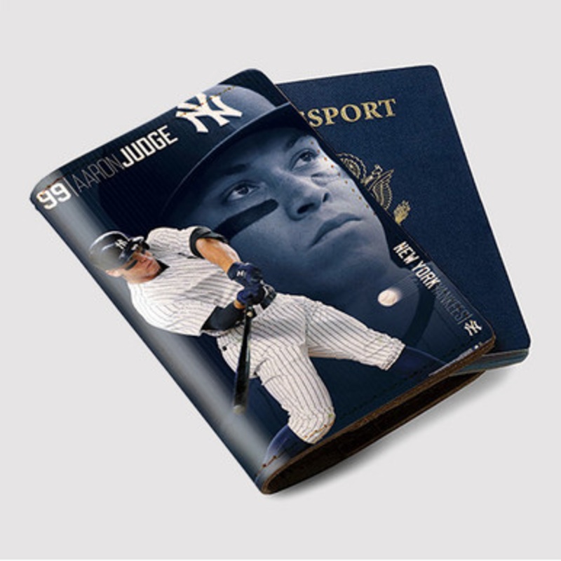Pastele Aaron Judge New York Yankees Custom Passport Wallet Case With Credit Card Holder Awesome Personalized PU Leather Travel Trip Vacation Baggage Cover