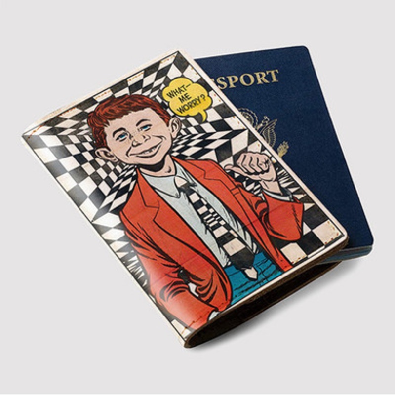 Pastele Alfred E Neuman What We Worry Custom Passport Wallet Case With Credit Card Holder Awesome Personalized PU Leather Travel Trip Vacation Baggage Cover