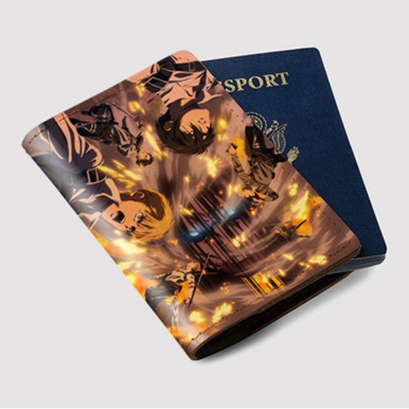 Pastele Attack on Titan The Final Season jpeg Custom Passport Wallet Case With Credit Card Holder Awesome Personalized PU Leather Travel Trip Vacation Baggage Cover