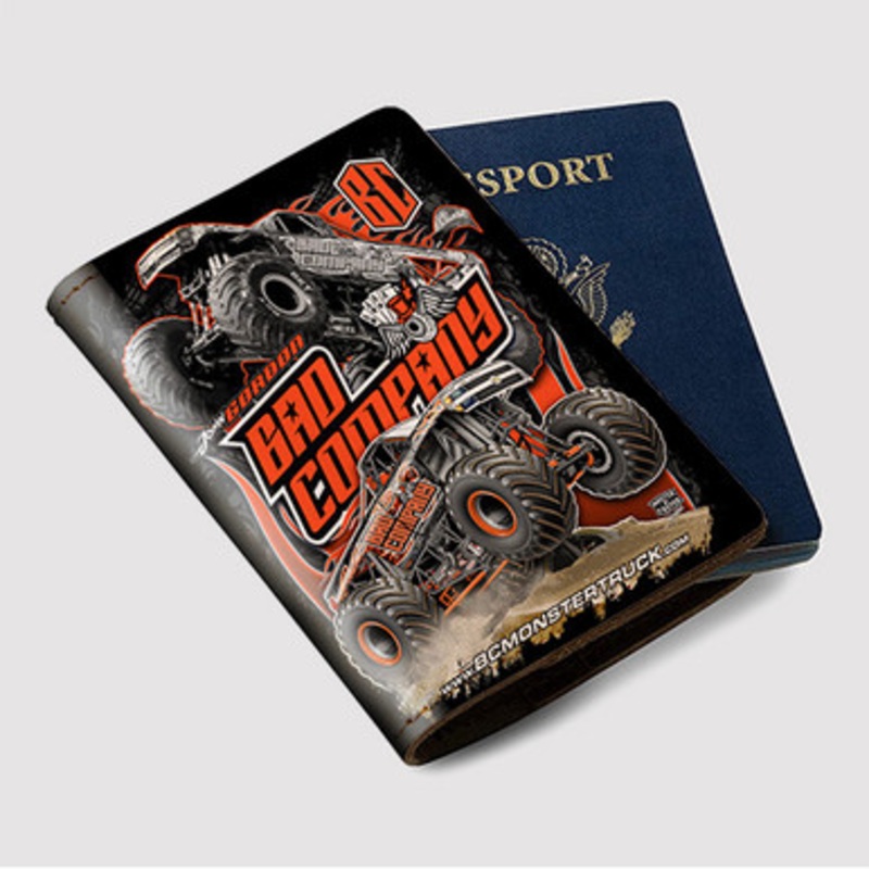 Pastele Bad Company Monster Truck Custom Passport Wallet Case With Credit Card Holder Awesome Personalized PU Leather Travel Trip Vacation Baggage Cover