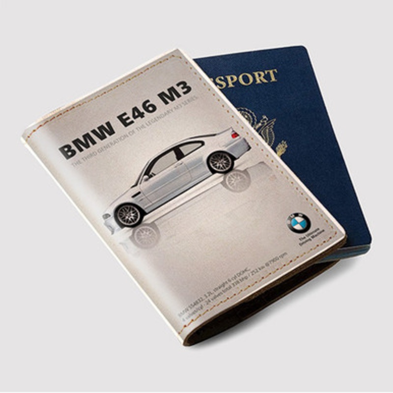 Pastele BMW E46 M3 Custom Passport Wallet Case With Credit Card Holder Awesome Personalized PU Leather Travel Trip Vacation Baggage Cover