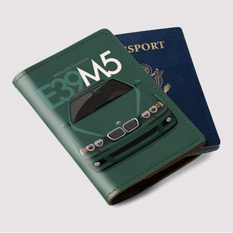 Pastele BMW M5 E39 Oxford Green Custom Passport Wallet Case With Credit Card Holder Awesome Personalized PU Leather Travel Trip Vacation Baggage Cover
