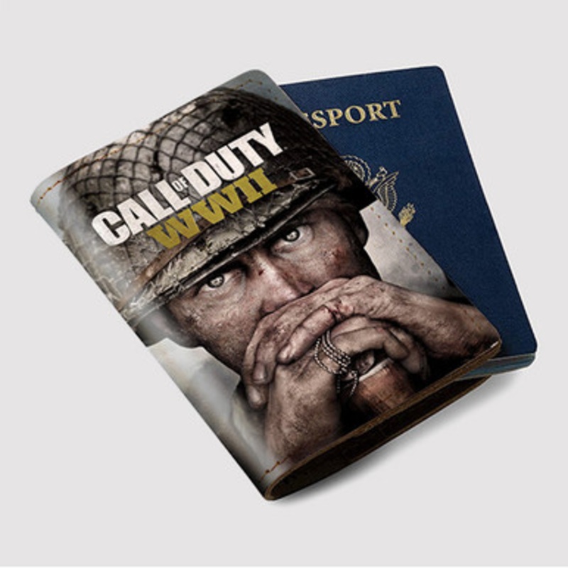 Pastele Call Of Duty WWII Custom Passport Wallet Case With Credit Card Holder Awesome Personalized PU Leather Travel Trip Vacation Baggage Cover