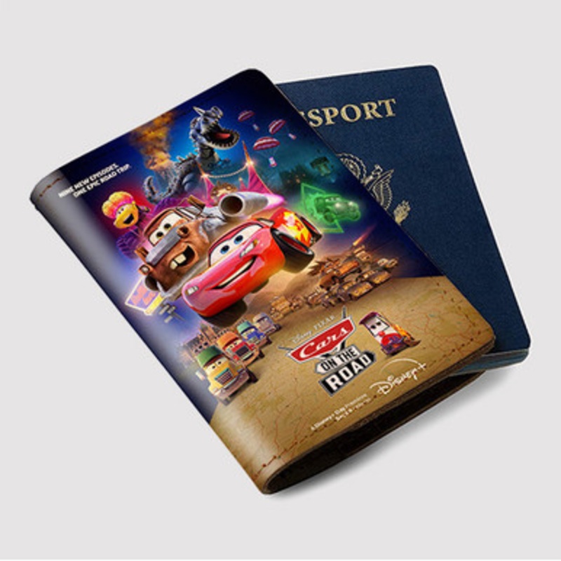 Pastele Cars on the Road TV Series Custom Passport Wallet Case With Credit Card Holder Awesome Personalized PU Leather Travel Trip Vacation Baggage Cover