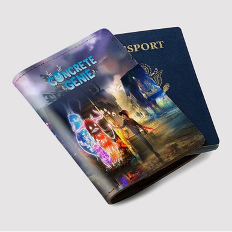 Pastele Concrete Genie Custom Passport Wallet Case With Credit Card Holder Awesome Personalized PU Leather Travel Trip Vacation Baggage Cover