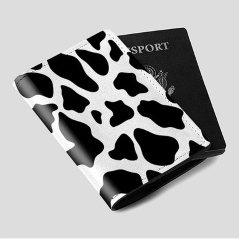 Pastele Cow Custom Passport Wallet Case With Credit Card Holder Awesome Personalized PU Leather Travel Trip Vacation Baggage Cover