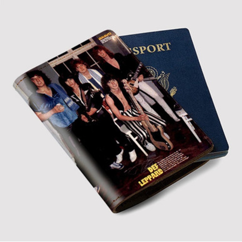 Pastele Def Leppard 1980 Custom Passport Wallet Case With Credit Card Holder Awesome Personalized PU Leather Travel Trip Vacation Baggage Cover