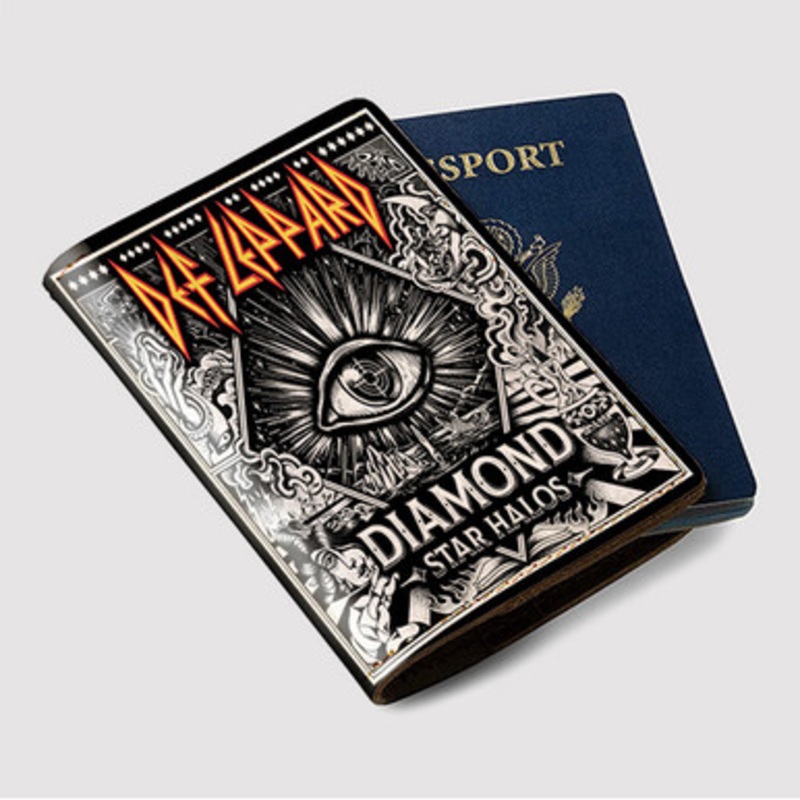 Pastele Def Leppard Diamond Star Halos Custom Passport Wallet Case With Credit Card Holder Awesome Personalized PU Leather Travel Trip Vacation Baggage Cover