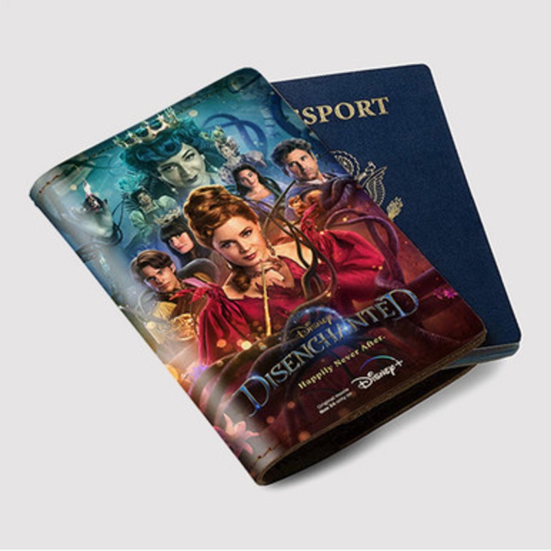 Pastele Disenchanted Disney Custom Passport Wallet Case With Credit Card Holder Awesome Personalized PU Leather Travel Trip Vacation Baggage Cover