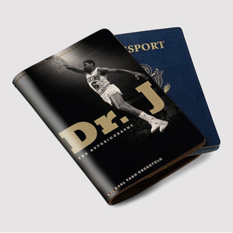 Pastele Dr J The Autobiography Custom Passport Wallet Case With Credit Card Holder Awesome Personalized PU Leather Travel Trip Vacation Baggage Cover