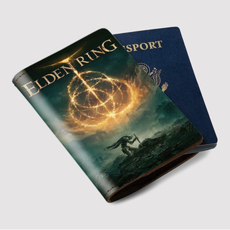 Pastele Elden Ring Battlefield of the Fallen Custom Passport Wallet Case With Credit Card Holder Awesome Personalized PU Leather Travel Trip Vacation Baggage Cover