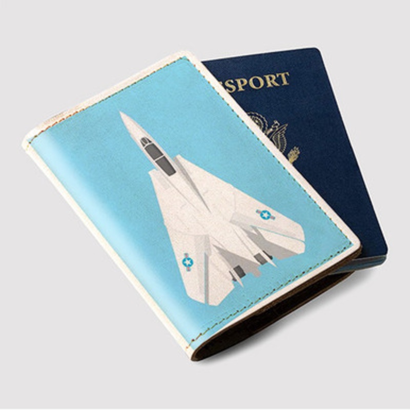Pastele F 14 Tomcat Jet Custom Passport Wallet Case With Credit Card Holder Awesome Personalized PU Leather Travel Trip Vacation Baggage Cover