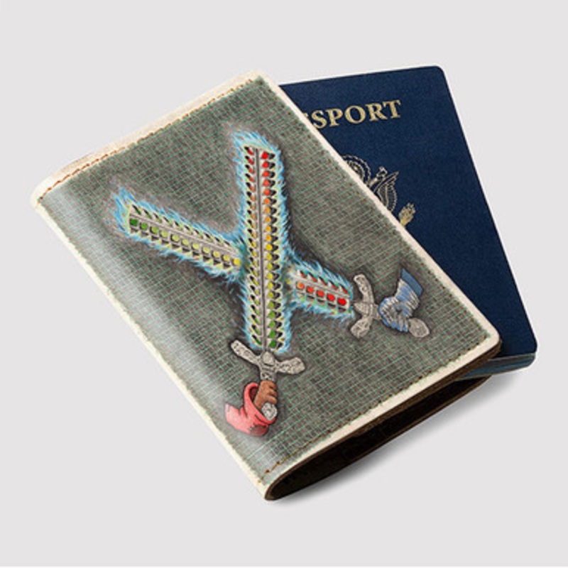Pastele Fievel Is Glauque Flaming Swords Custom Passport Wallet Case With Credit Card Holder Awesome Personalized PU Leather Travel Trip Vacation Baggage Cover