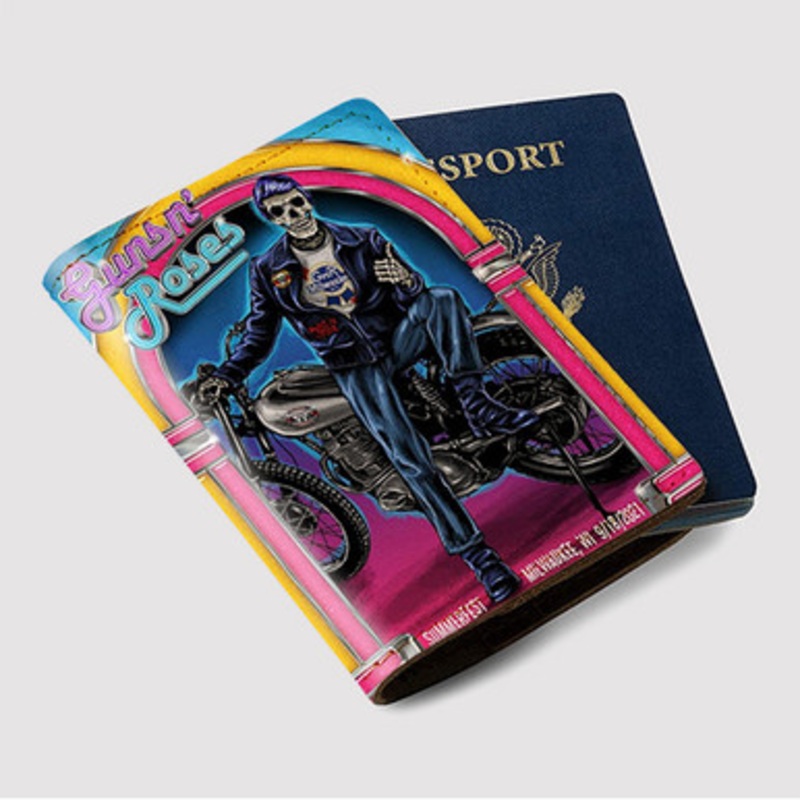 Pastele Guns N Roses Milwaukee Custom Passport Wallet Case With Credit Card Holder Awesome Personalized PU Leather Travel Trip Vacation Baggage Cover