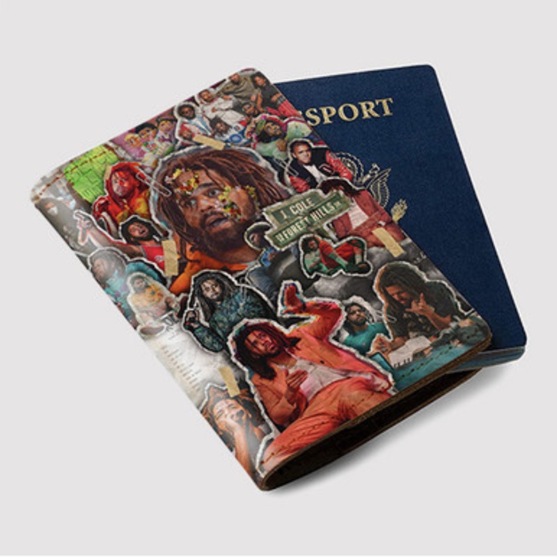 Pastele J Cole Collage Custom Passport Wallet Case With Credit Card Holder Awesome Personalized PU Leather Travel Trip Vacation Baggage Cover