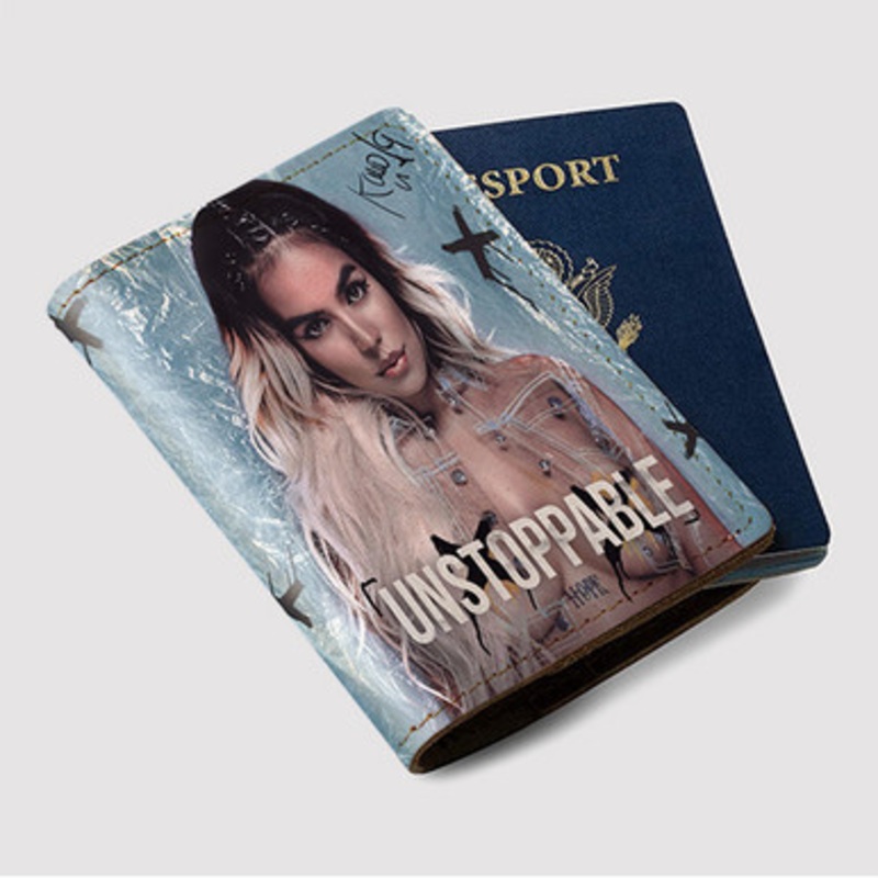 Pastele Karol G Unstoppable Custom Passport Wallet Case With Credit Card Holder Awesome Personalized PU Leather Travel Trip Vacation Baggage Cover