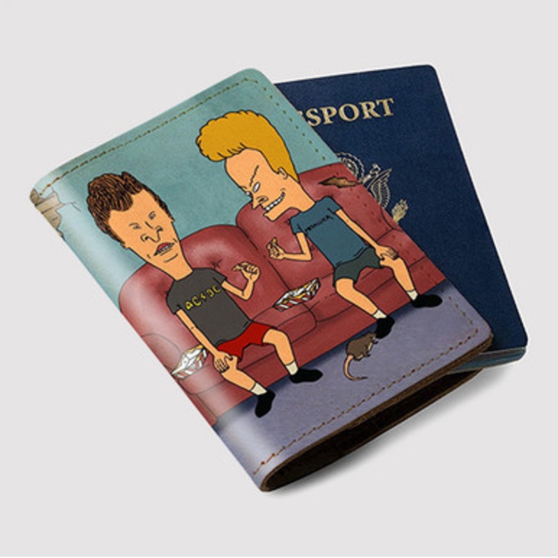 Pastele Mike Judge s Beavis and Butt Head Custom Passport Wallet Case With Credit Card Holder Awesome Personalized PU Leather Travel Trip Vacation Baggage Cover