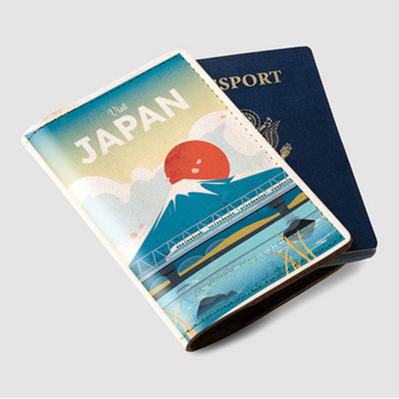 Pastele Mount Fuji Japan Custom Passport Wallet Case With Credit Card Holder Awesome Personalized PU Leather Travel Trip Vacation Baggage Cover