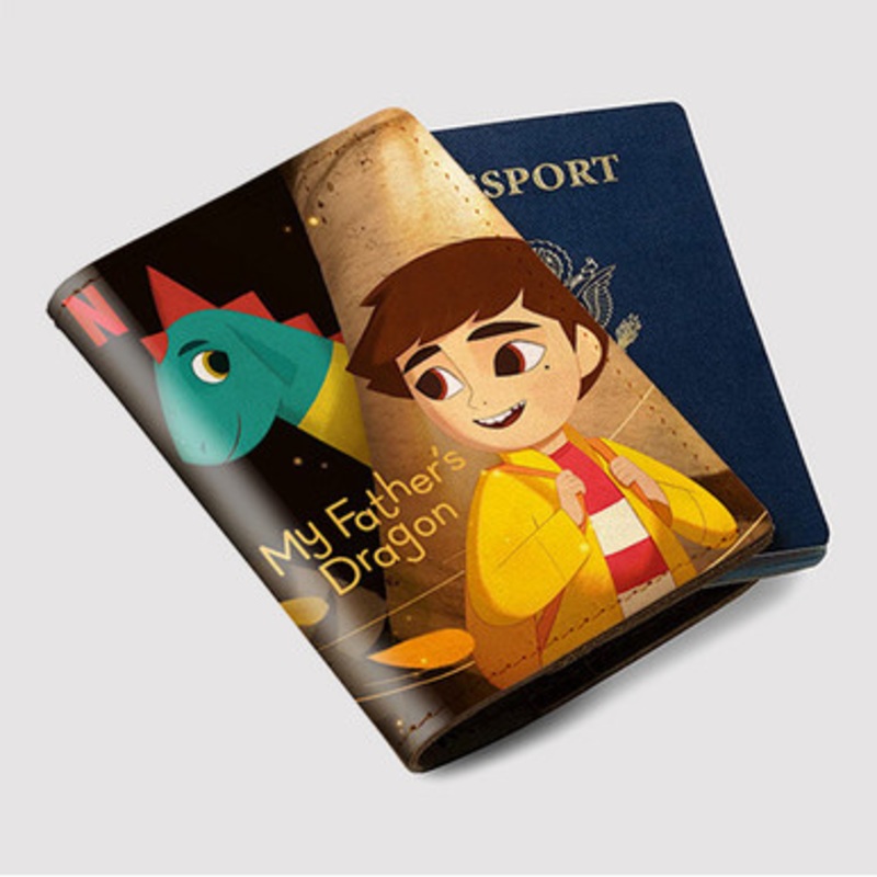 Pastele My Father s Dragon Custom Passport Wallet Case With Credit Card Holder Awesome Personalized PU Leather Travel Trip Vacation Baggage Cover