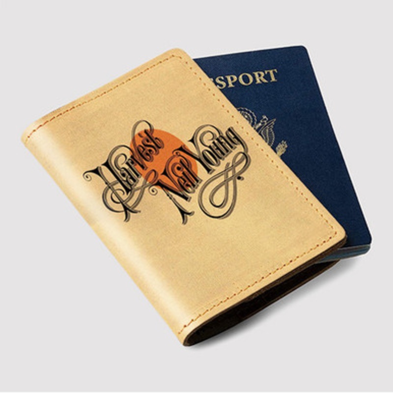 Pastele Neil Young Harvest Custom Passport Wallet Case With Credit Card Holder Awesome Personalized PU Leather Travel Trip Vacation Baggage Cover