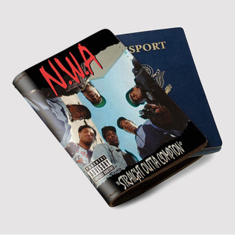 Pastele NWA Straight Outta Compton Custom Passport Wallet Case With Credit Card Holder Awesome Personalized PU Leather Travel Trip Vacation Baggage Cover