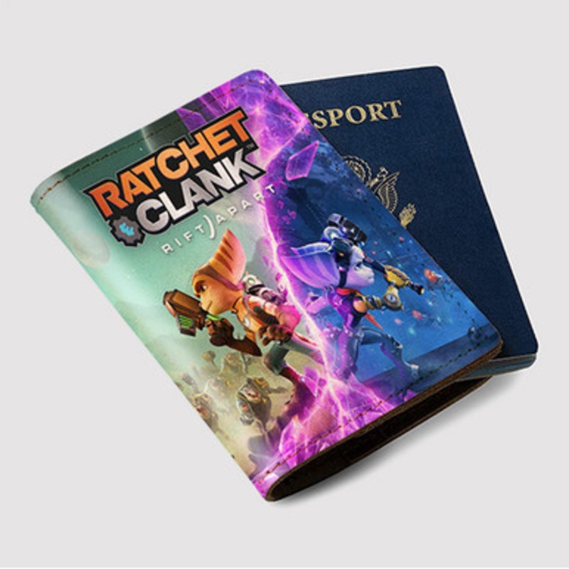 Pastele Ratchet and Clank Rift Apart Custom Passport Wallet Case With Credit Card Holder Awesome Personalized PU Leather Travel Trip Vacation Baggage Cover