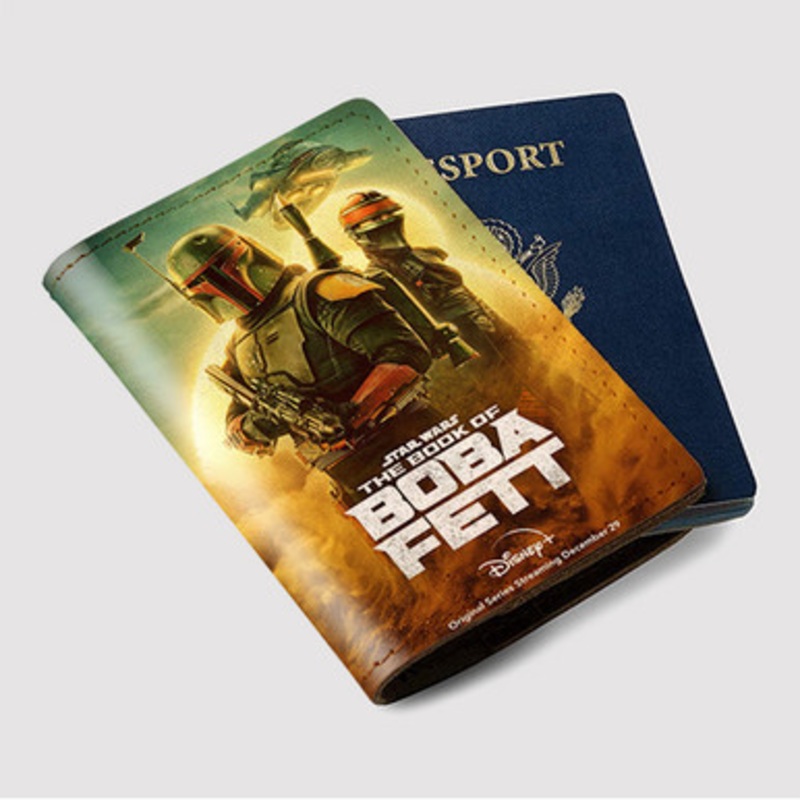 Pastele Star Wars The Book of Boba Fett Custom Passport Wallet Case With Credit Card Holder Awesome Personalized PU Leather Travel Trip Vacation Baggage Cover