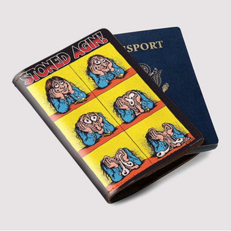 Pastele Stoned Agin Robert Crumb Custom Passport Wallet Case With Credit Card Holder Awesome Personalized PU Leather Travel Trip Vacation Baggage Cover