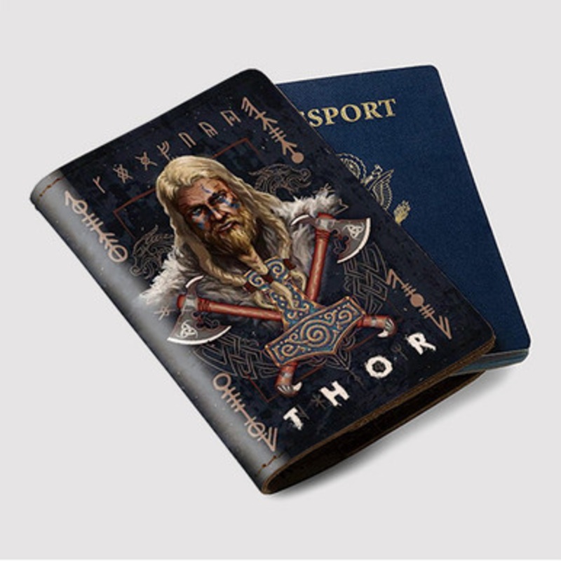 Pastele Thor Asgard Custom Passport Wallet Case With Credit Card Holder Awesome Personalized PU Leather Travel Trip Vacation Baggage Cover