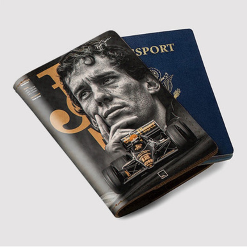 Pastele Ayrton Senna F1 Legend Custom Passport Wallet Case With Credit Card Holder Awesome Personalized PU Leather Travel Trip Vacation Baggage Cover