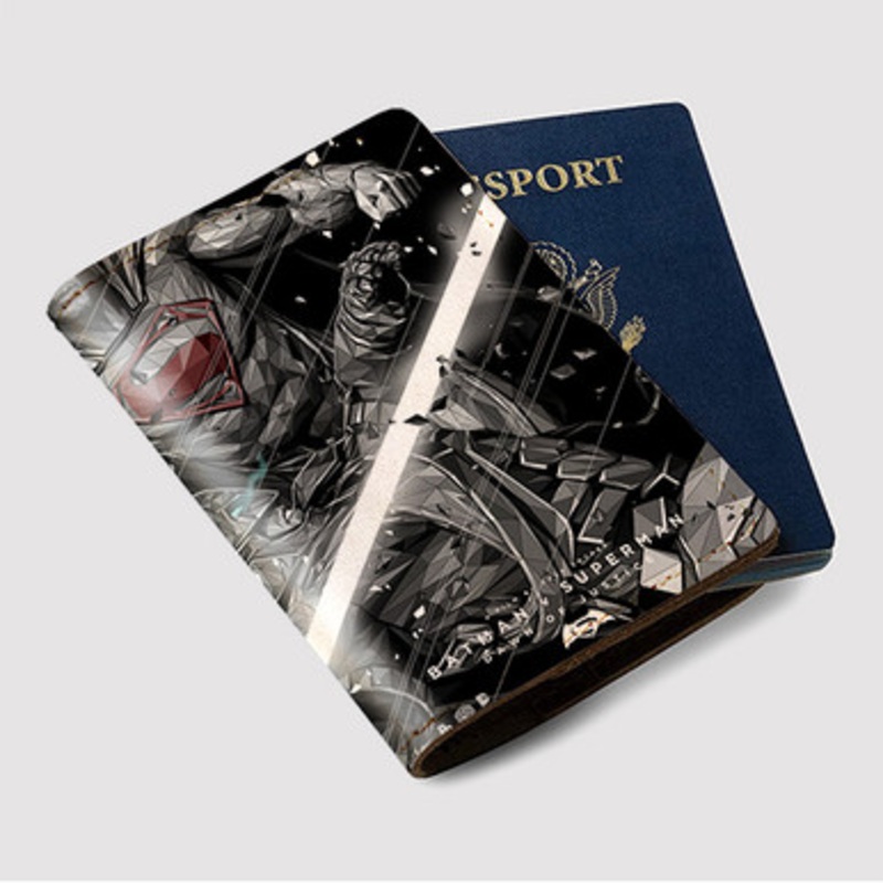 Pastele Batman V Superman Dawn Of Justice Custom Passport Wallet Case With Credit Card Holder Awesome Personalized PU Leather Travel Trip Vacation Baggage Cover