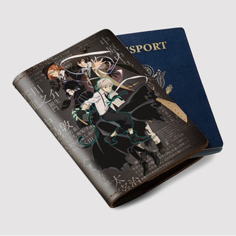 Pastele Bungou Stray Dogs 4th Season Good Custom Passport Wallet Case With Credit Card Holder Awesome Personalized PU Leather Travel Trip Vacation Baggage Cover