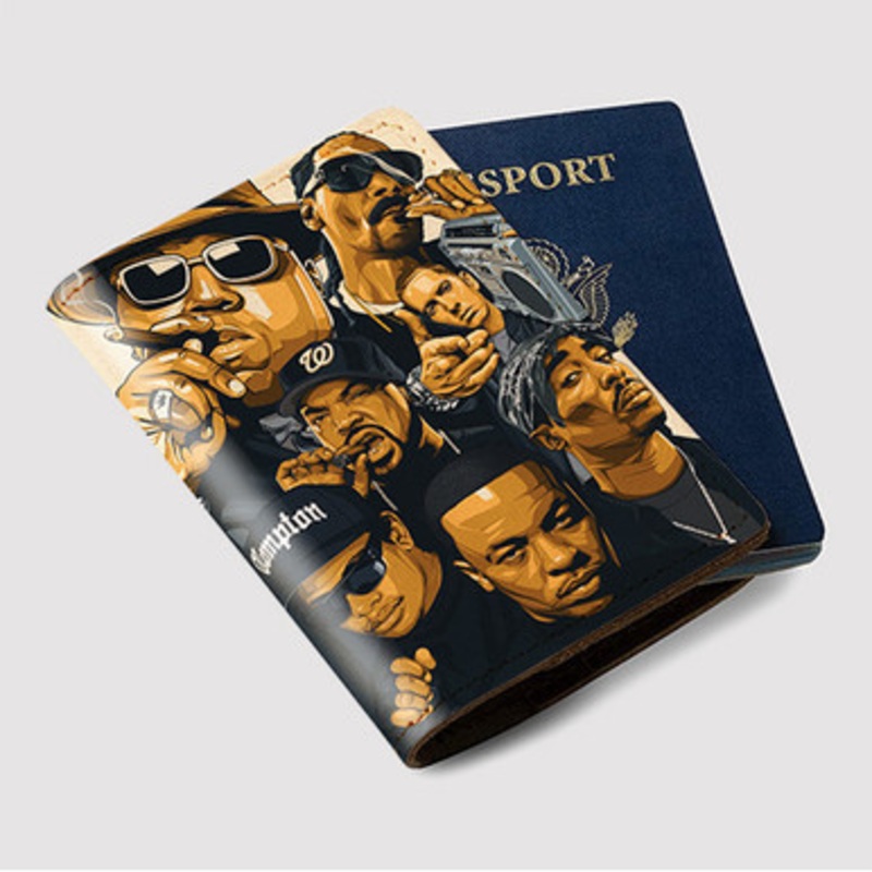 Pastele Eminem Tupac Biggie Snoop Dogg Ice Cube Custom Passport Wallet Case With Credit Card Holder Awesome Personalized PU Leather Travel Trip Vacation Baggage Cover