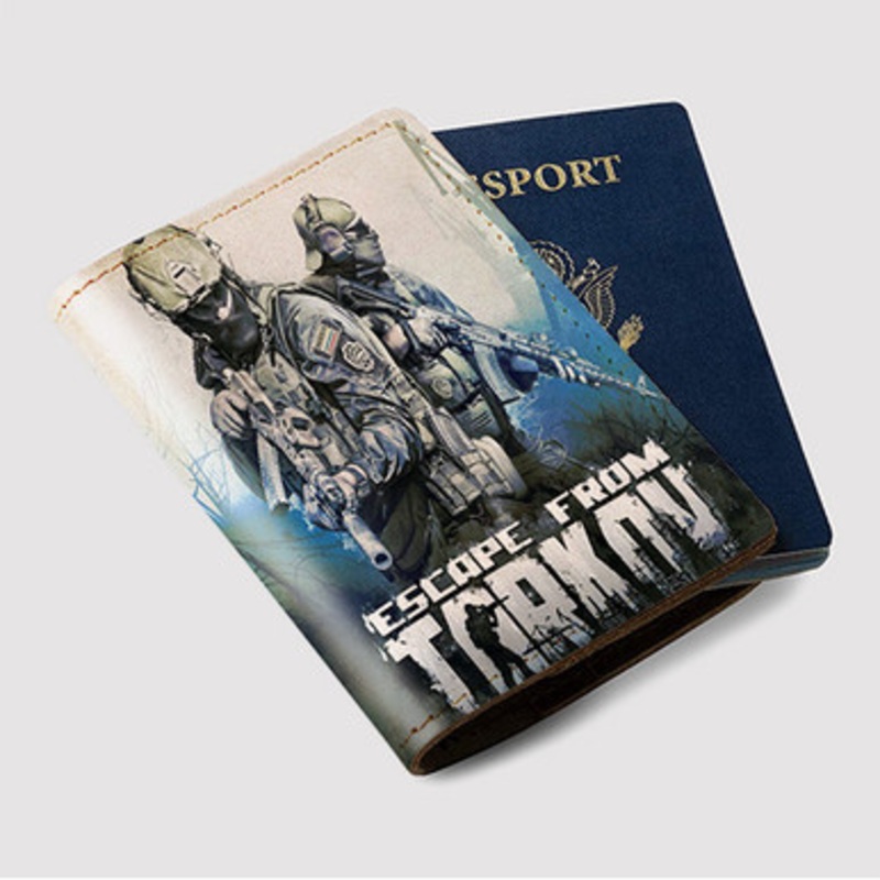 Pastele Escape from Tarkov Custom Passport Wallet Case With Credit Card Holder Awesome Personalized PU Leather Travel Trip Vacation Baggage Cover