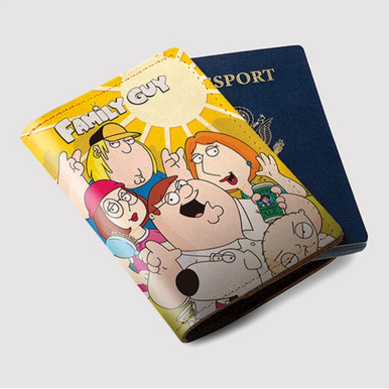 Pastele Family Guy 2022 Custom Passport Wallet Case With Credit Card Holder Awesome Personalized PU Leather Travel Trip Vacation Baggage Cover