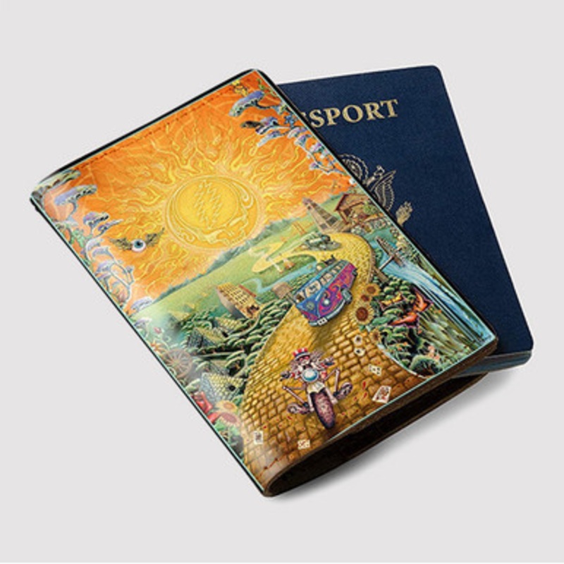 Pastele Grateful Dead Poster Custom Passport Wallet Case With Credit Card Holder Awesome Personalized PU Leather Travel Trip Vacation Baggage Cover
