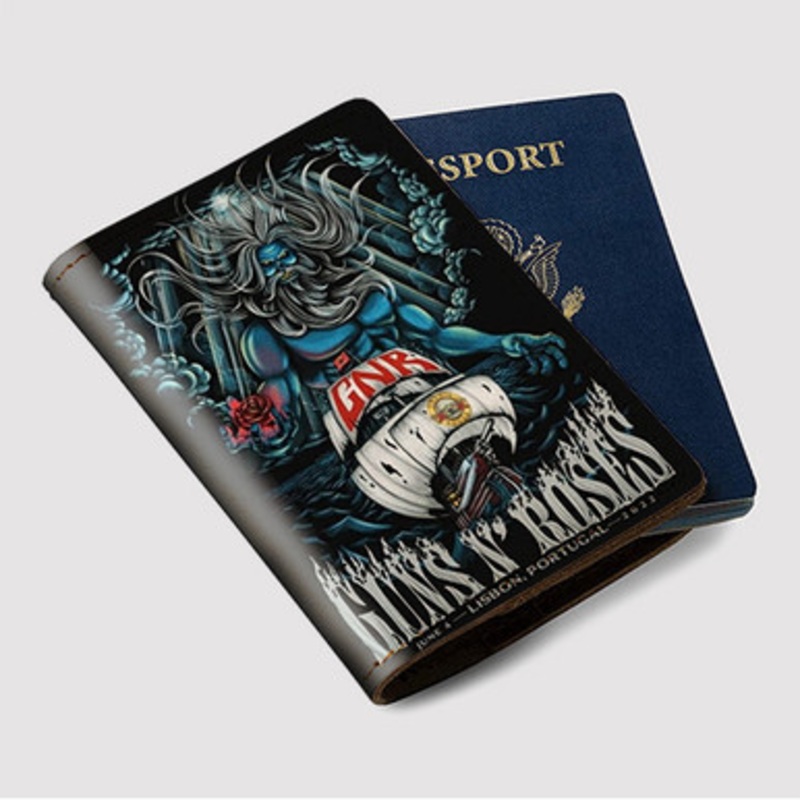 Pastele Guns N Roses Lisbon Portugal Custom Passport Wallet Case With Credit Card Holder Awesome Personalized PU Leather Travel Trip Vacation Baggage Cover