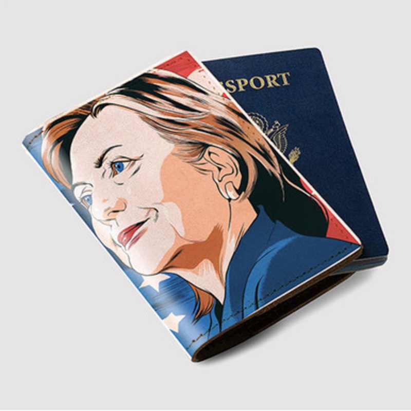 Pastele Hillary Clinton Poster Custom Passport Wallet Case With Credit Card Holder Awesome Personalized PU Leather Travel Trip Vacation Baggage Cover