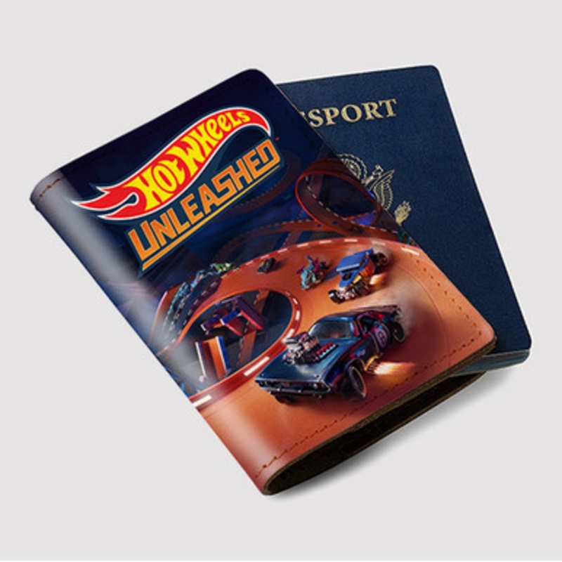 Pastele Hot Wheels Unleashed Custom Passport Wallet Case With Credit Card Holder Awesome Personalized PU Leather Travel Trip Vacation Baggage Cover