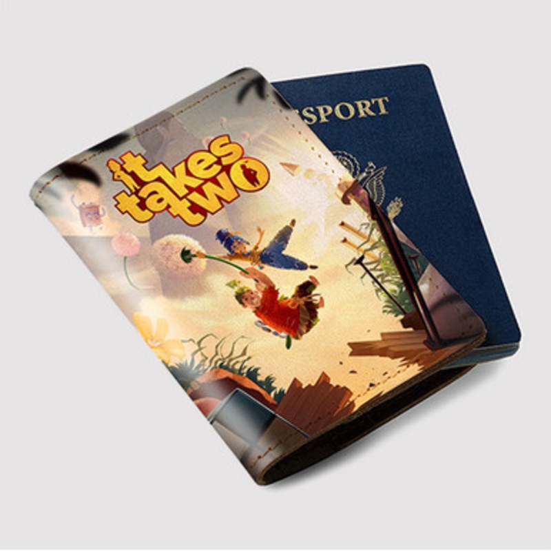 Pastele It Takes Two Custom Passport Wallet Case With Credit Card Holder Awesome Personalized PU Leather Travel Trip Vacation Baggage Cover