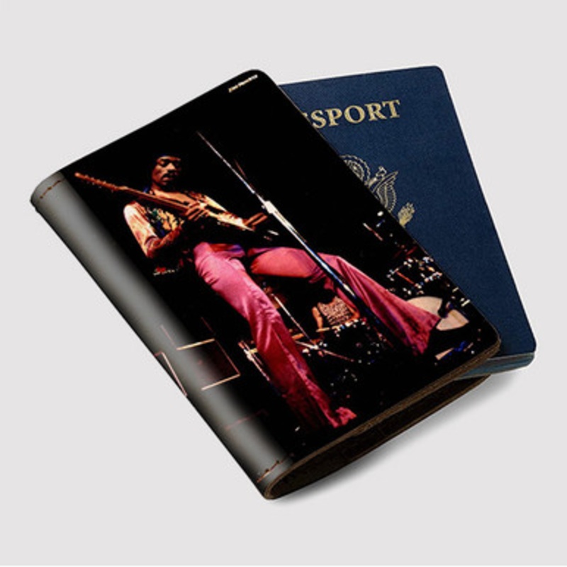 Pastele Jimi Hendrix 1973 Custom Passport Wallet Case With Credit Card Holder Awesome Personalized PU Leather Travel Trip Vacation Baggage Cover