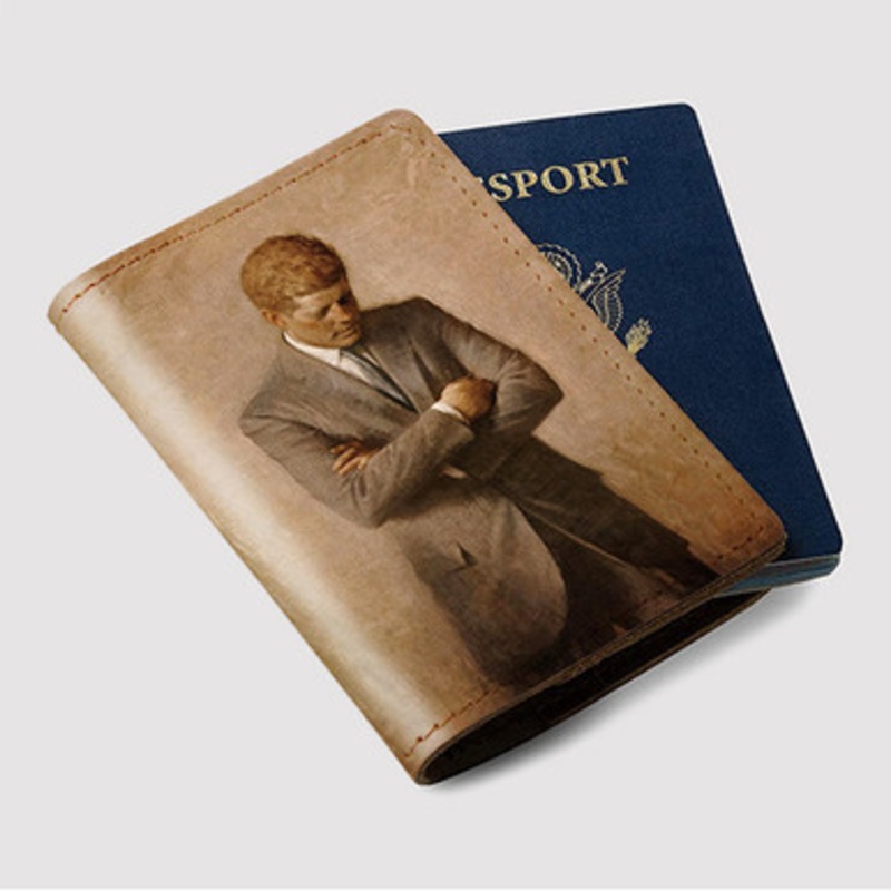 Pastele John F Kennedy Art Poster Custom Passport Wallet Case With Credit Card Holder Awesome Personalized PU Leather Travel Trip Vacation Baggage Cover