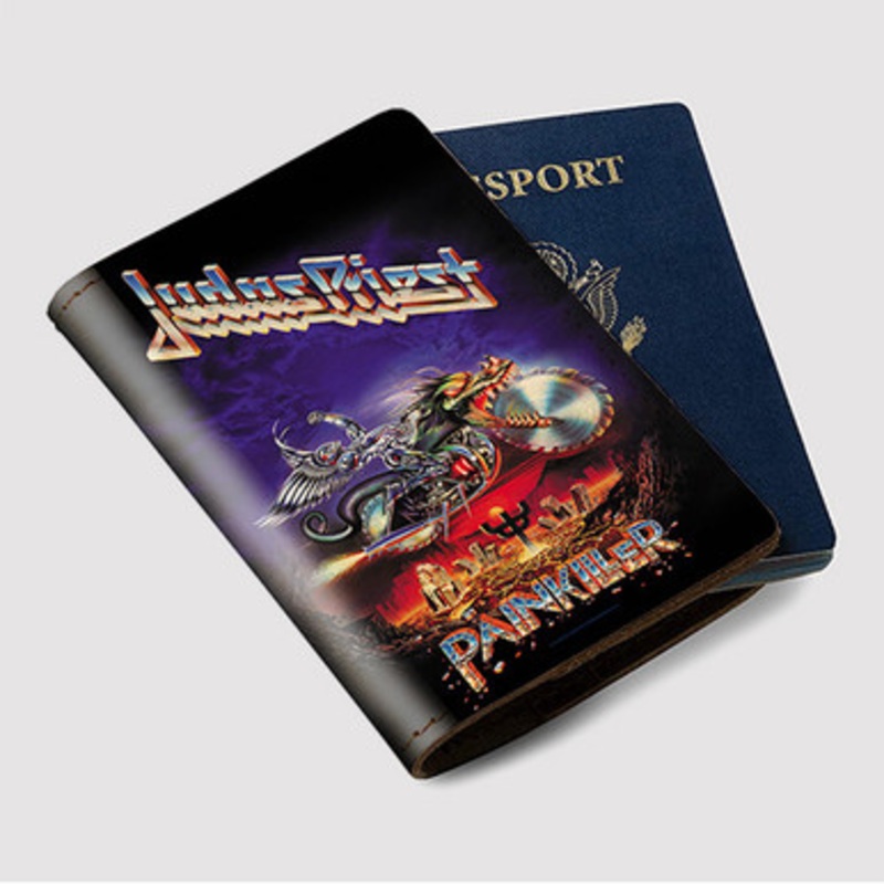 Pastele Judas Priest Painkiller Custom Passport Wallet Case With Credit Card Holder Awesome Personalized PU Leather Travel Trip Vacation Baggage Cover