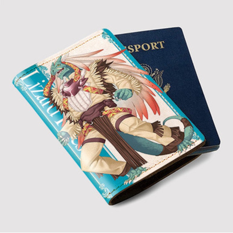 Pastele Lizard Priest Goblin Slayer Custom Passport Wallet Case With Credit Card Holder Awesome Personalized PU Leather Travel Trip Vacation Baggage Cover