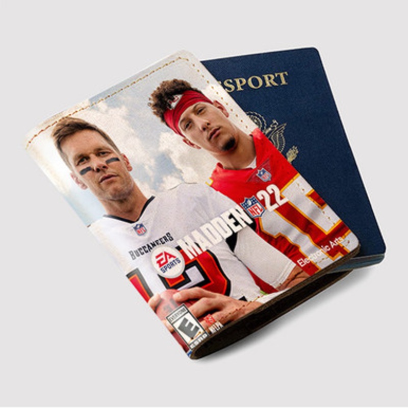 Pastele Madden NFL 22 Custom Passport Wallet Case With Credit Card Holder Awesome Personalized PU Leather Travel Trip Vacation Baggage Cover